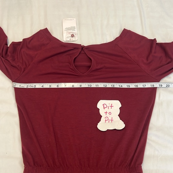 NWT Pretty Garden size small long sleeve elastic waist pockets burgundy jumpsuit - Picture 12 of 13